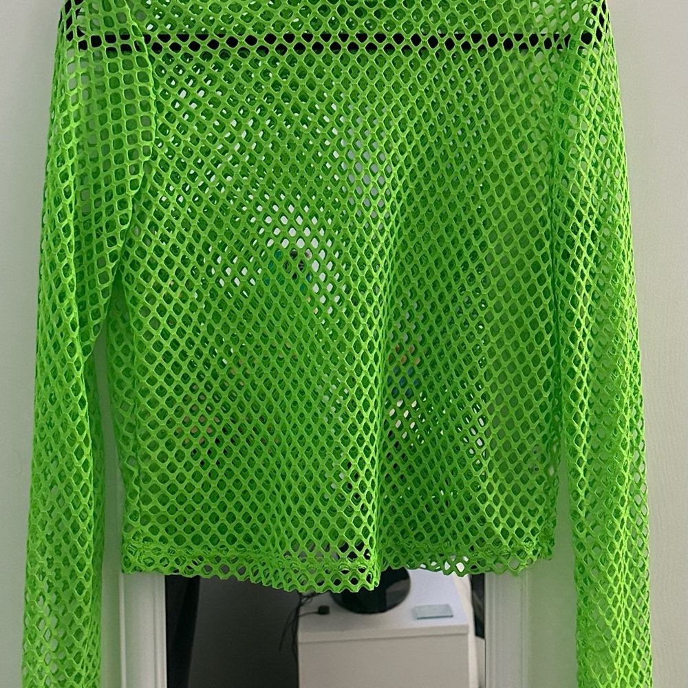Neon Green Mesh Long Sleeve Top
